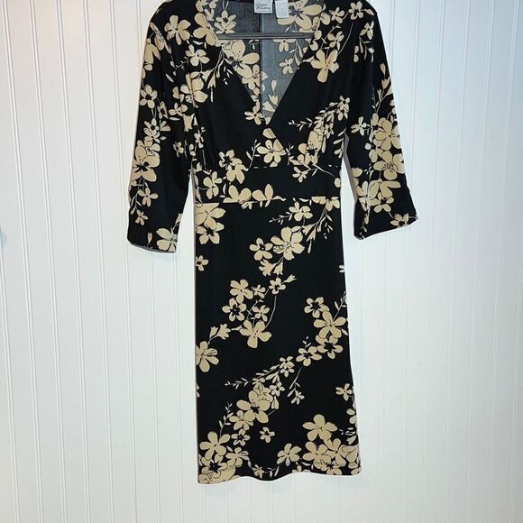 Giorgio Fiotline dress women’s size large flower core vneck tie waist 3/4 sleeve - Picture 1 of 12